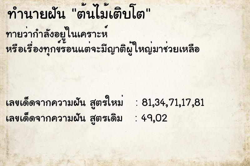 ทำนายฝันต้นไม้เติบโต ทำนายฝันทำนายฝันต้นไม้เติบโต