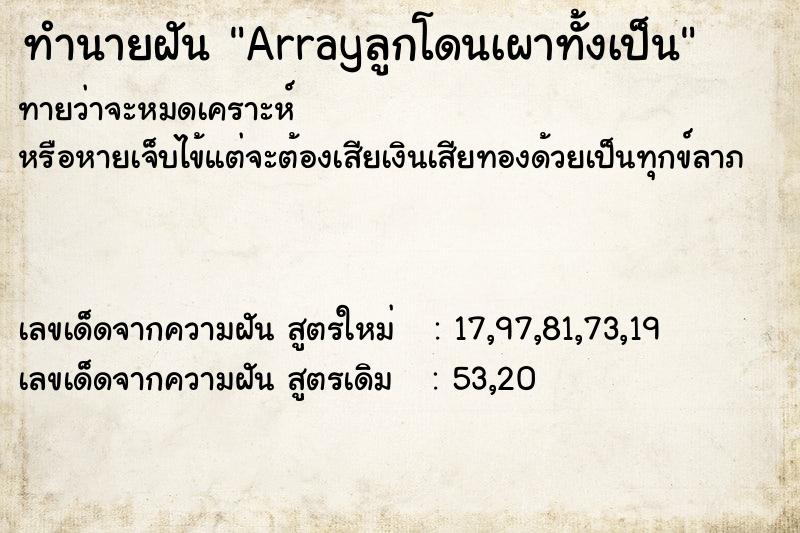 ทำนายฝันทำนายฝันArrayลูกโดนเผาทั้งเป็น