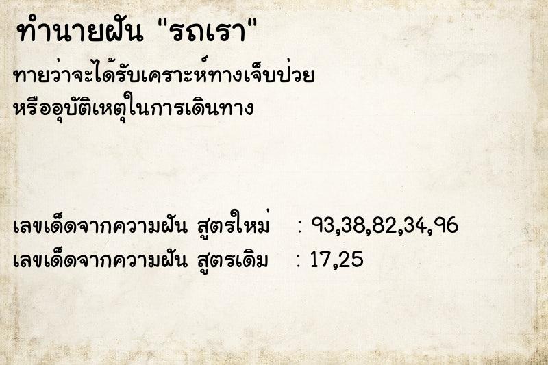 ทำนายฝัน รถเรา