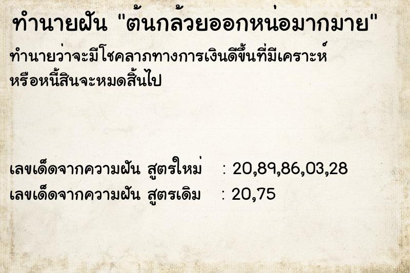 ทำนายฝันต้นกล้วยออกหน่อมากมาย ทำนายฝันทำนายฝันต้นกล้วยออกหน่อมากมาย