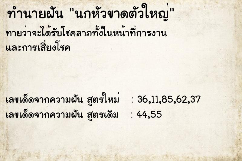 ทำนายฝันทำนายฝันนกหัวขาดตัวใหญ่
