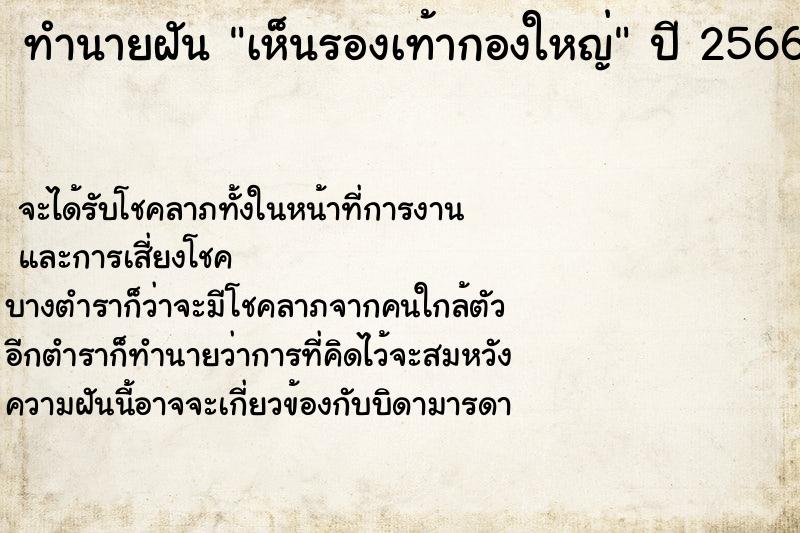 ทำนายฝัน เห็นรองเท้ากองใหญ่ ทำนายฝัน เห็นรองเท้ากองใหญ่