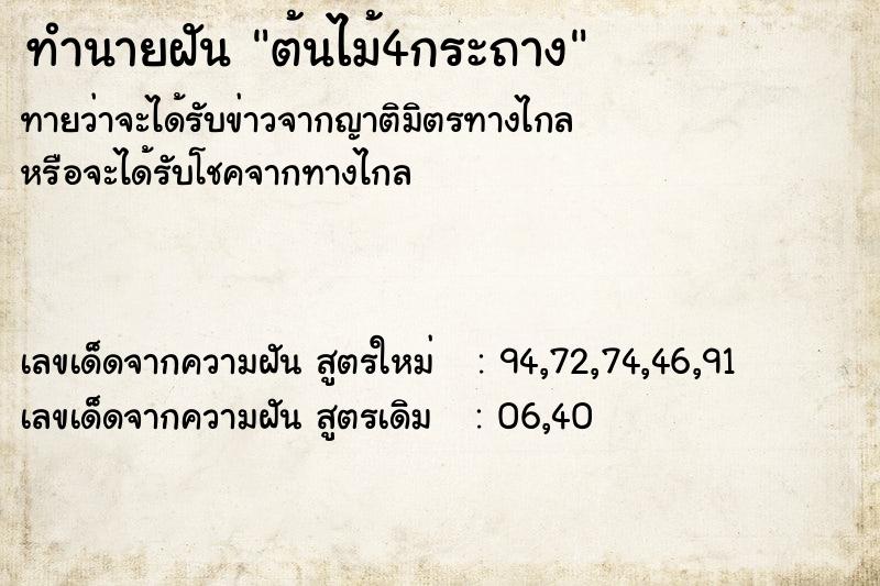 ทำนายฝัน ต้นไม้4กระถาง ตำราโบราณ แม่นที่สุดในโลก