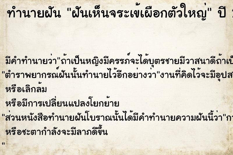 ทำนายฝันทำนายฝันฝันเห็นจระเข้เผือกตัวใหญ่