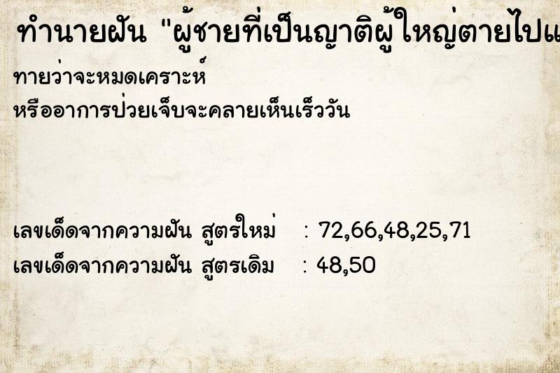 ทำนายฝัน ผู้ชายที่เป็นญาติผู้ใหญ่ตายไปแล้ว ทำนายฝัน ผู้ชายที่เป็นญาติผู้ใหญ่ตายไปแล้ว