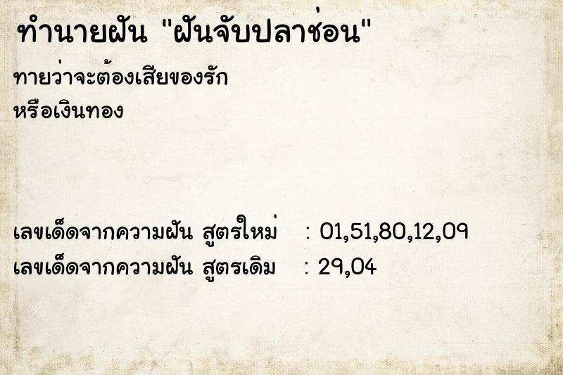 ทำนายฝันฝันจับปลาช่อน ทำนายฝันทำนายฝันฝันจับปลาช่อน