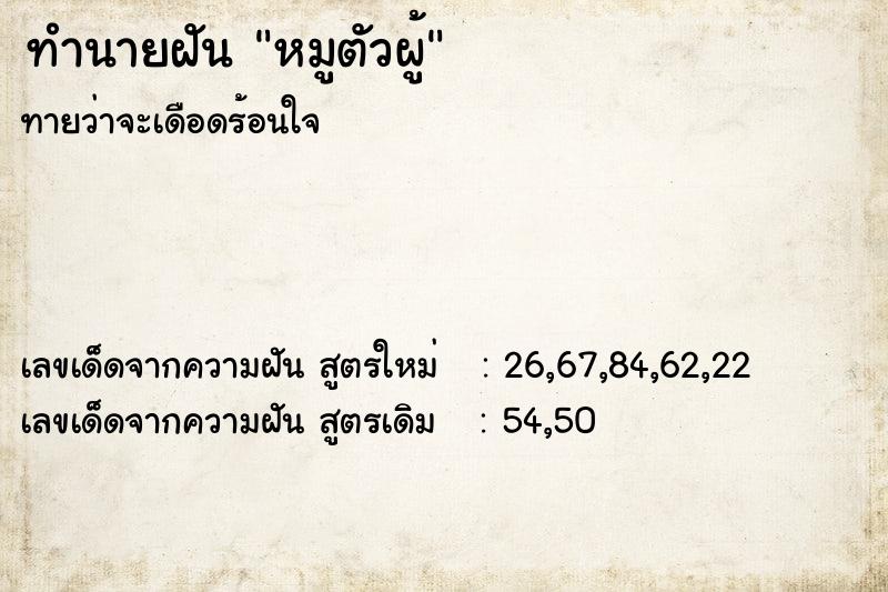 ทำนายฝันทำนายฝันหมูตัวผู้