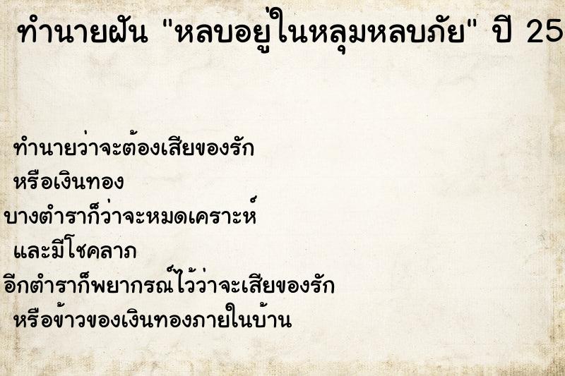 ทำนายฝัน หลบอยู่ในหลุมหลบภัย ตำราโบราณ แม่นที่สุดในโลก