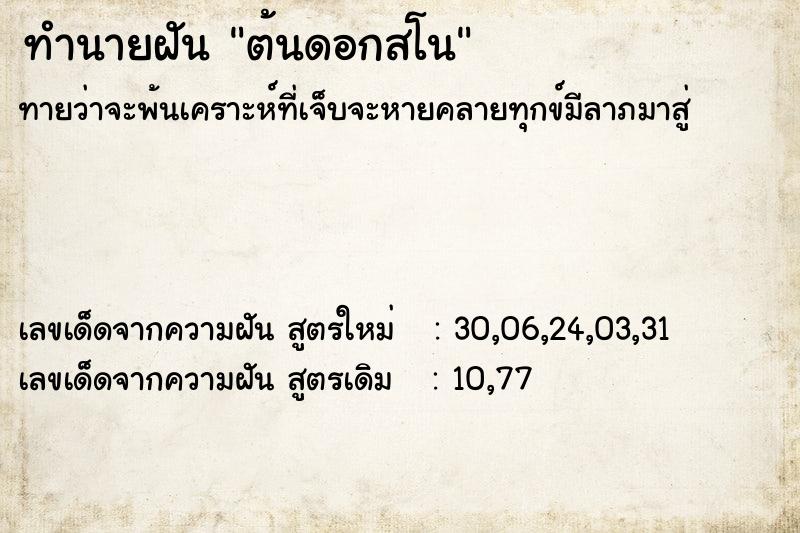 ทำนายฝันต้นดอกสโน ทำนายฝันทำนายฝันต้นดอกสโน