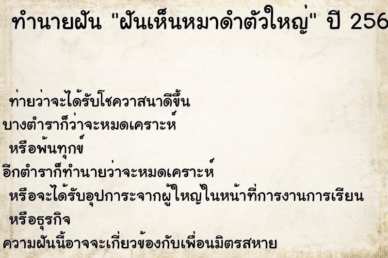 ทำนายฝันทำนายฝันฝันเห็นหมาดำตัวใหญ่