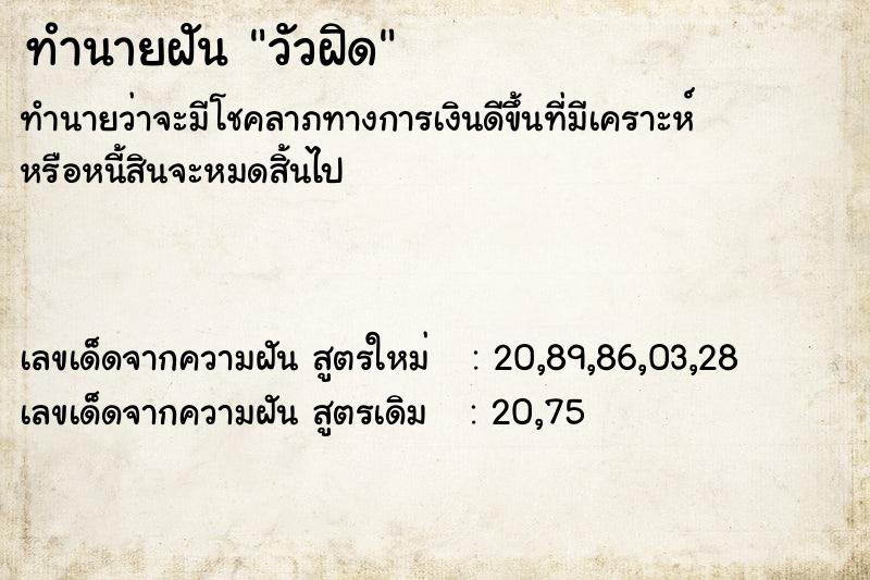 ทำนายฝันทำนายฝันวัวฝิด