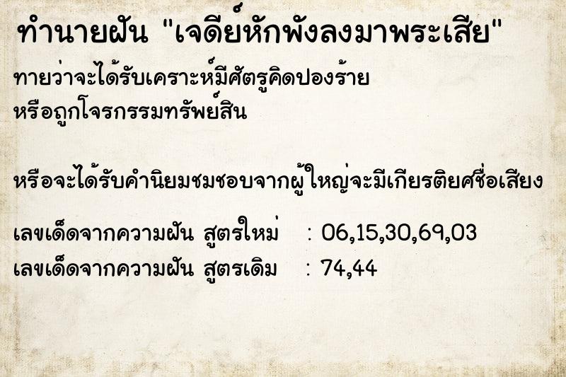 ทำนายฝัน เจดีย์หักพังลงมาพระเสีย ทำนายฝัน เจดีย์หักพังลงมาพระเสีย