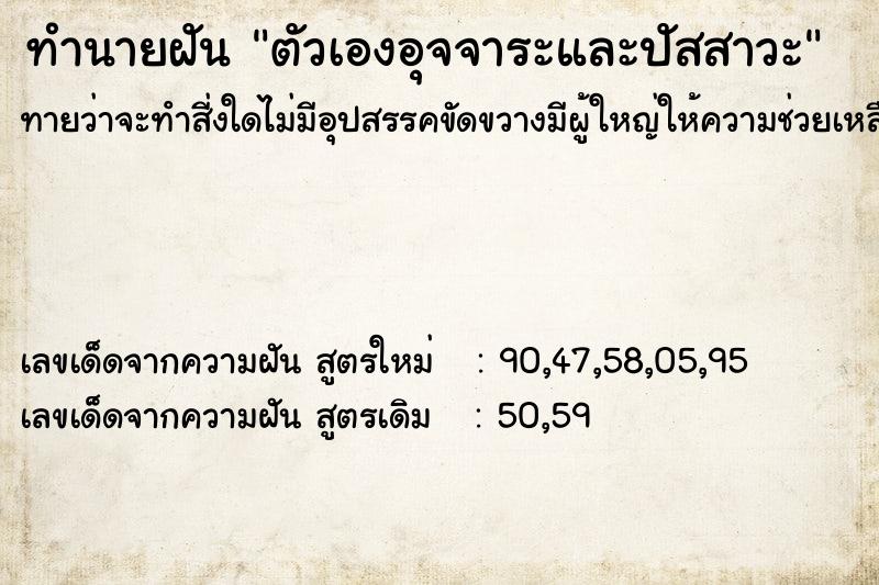ทำนายฝันตัวเองอุจจาระและปัสสาวะ ทำนายฝันทำนายฝันตัวเองอุจจาระและปัสสาวะ