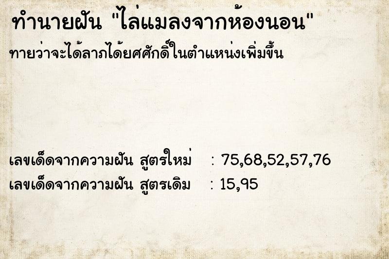 ทำนายฝันไล่แมลงจากห้องนอน ทำนายฝันทำนายฝันไล่แมลงจากห้องนอน
