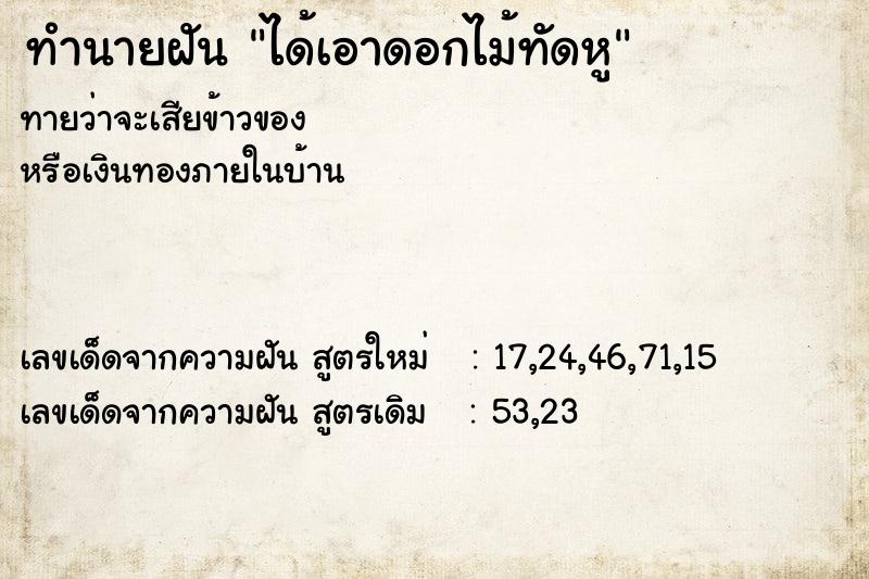 ทำนายฝันทำนายฝันได้เอาดอกไม้ทัดหู
