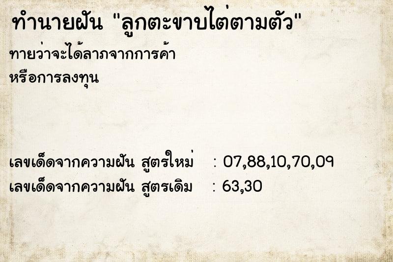 ทำนายฝัน ลูกตะขาบไต่ตามตัว ทำนายฝัน ลูกตะขาบไต่ตามตัว