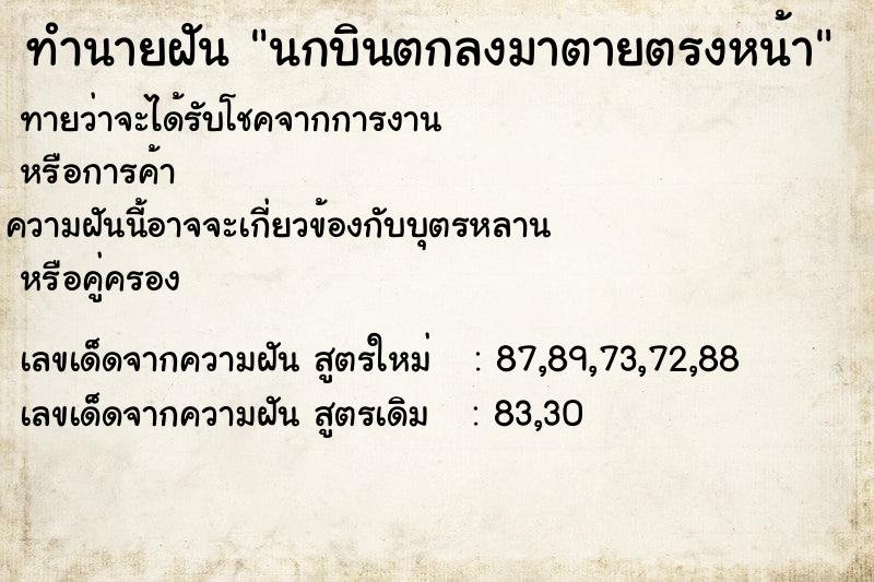 ทำนายฝันนกบินตกลงมาตายตรงหน้า ทำนายฝันทำนายฝันนกบินตกลงมาตายตรงหน้า