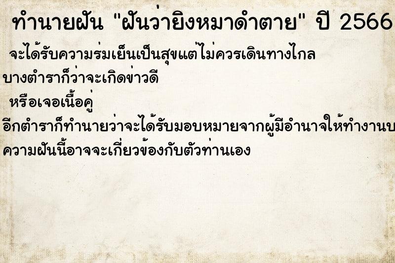 ทำนายฝันทำนายฝันฝันว่ายิงหมาดำตาย