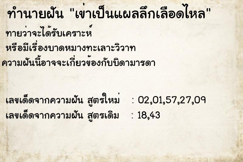 ทำนายฝันเข่าเป็นแผลลึกเลือดไหล ทำนายฝันทำนายฝันเข่าเป็นแผลลึกเลือดไหล