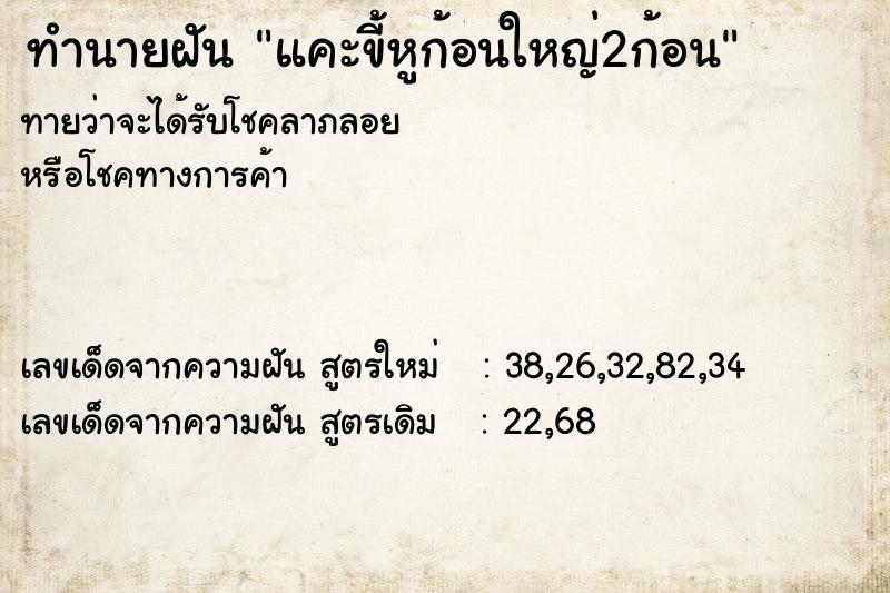 ทำนายฝันทำนายฝันแคะขี้หูก้อนใหญ่2ก้อน