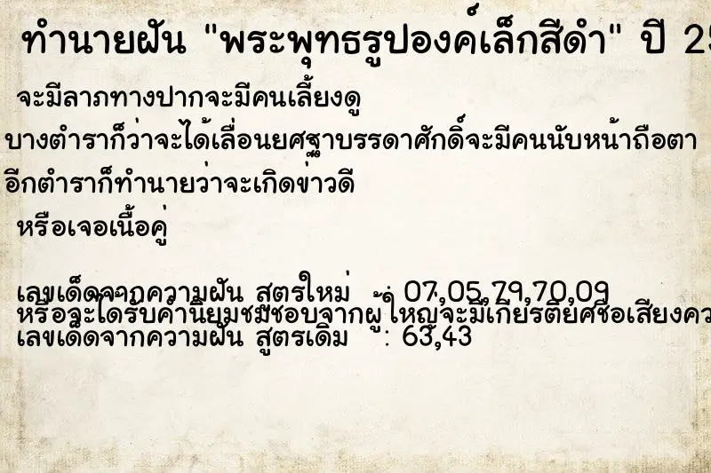 ทำนายฝัน พระพุทธรูปองค์เล็กสีดำ ทำนายฝัน พระพุทธรูปองค์เล็กสีดำ