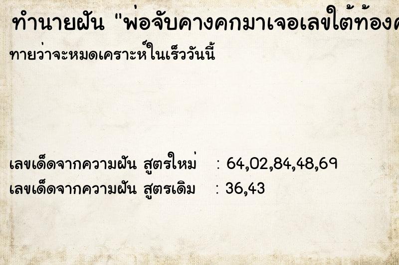 ทำนายฝันทำนายฝันพ่อจับคางคกมาเจอเลขใต้ท้องคางคก