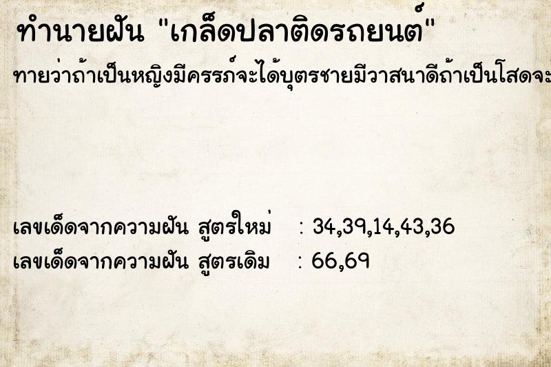 ทำนายฝันทำนายฝันเกล็ดปลาติดรถยนต์