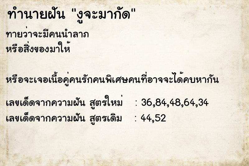ทำนายฝัน งูจะมากัด ทำนายฝัน งูจะมากัด