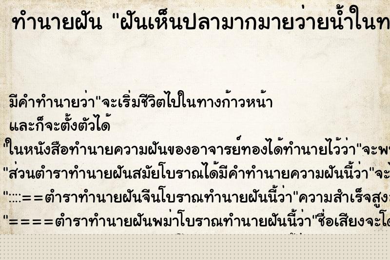ทำนายฝันฝันเห็นปลามากมายว่ายน้ำในทะเล ทำนายฝันทำนายฝันฝันเห็นปลามากมายว่ายน้ำในทะเล