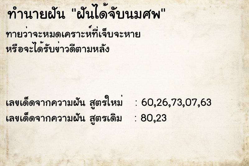 ทำนายฝันทำนายฝันฝันได้จับนมศพ