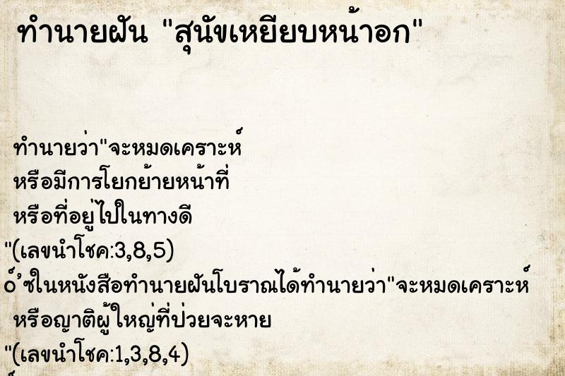 ทำนายฝันสุนัขเหยียบหน้าอก ทำนายฝันทำนายฝันสุนัขเหยียบหน้าอก