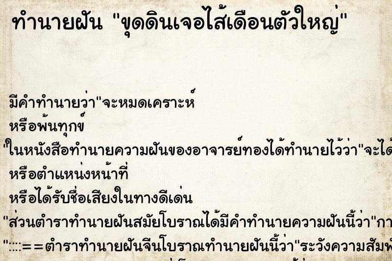 ทำนายฝัน ขุดดินเจอไส้เดือนตัวใหญ่ ทำนายฝัน ขุดดินเจอไส้เดือนตัวใหญ่