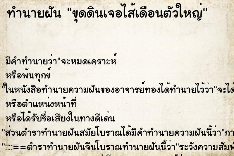 ทำนายฝัน ขุดดินเจอไส้เดือนตัวใหญ่ ตำราโบราณ แม่นที่สุดในโลก