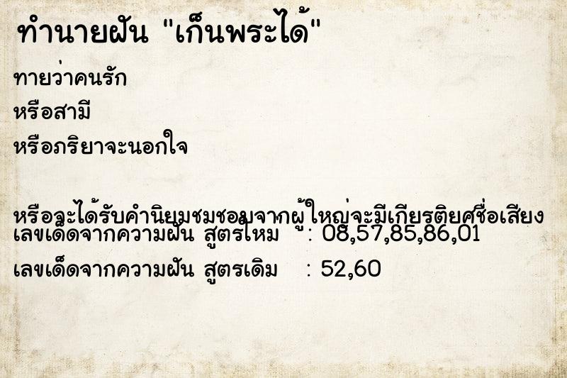 ทำนายฝันทำนายฝันเก็นพระได้