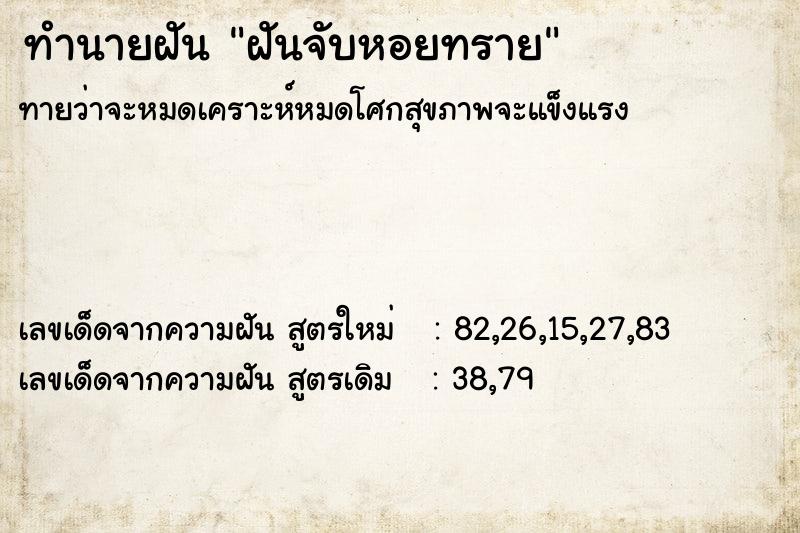 ทำนายฝันฝันจับหอยทราย ทำนายฝันทำนายฝันฝันจับหอยทราย