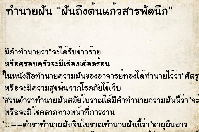 ทำนายฝันฝันถึงต้นแก้วสารพัดนึก ทำนายฝันทำนายฝันฝันถึงต้นแก้วสารพัดนึก