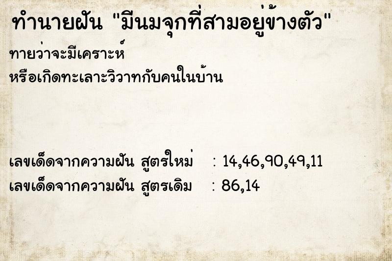 ทำนายฝันทำนายฝันมีนมจุกที่สามอยู่ข้างตัว