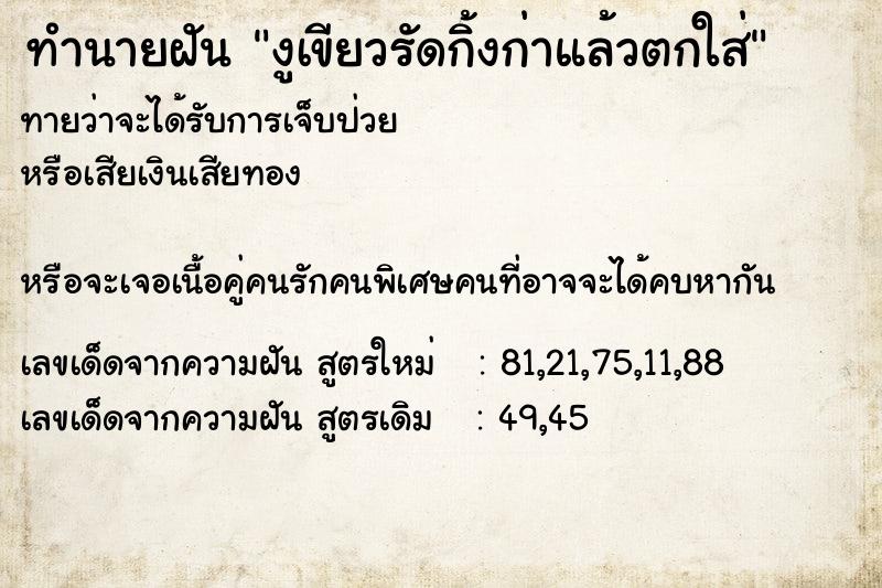 ทำนายฝันงูเขียวรัดกิ้งก่าแล้วตกใส่ ทำนายฝันทำนายฝันงูเขียวรัดกิ้งก่าแล้วตกใส่