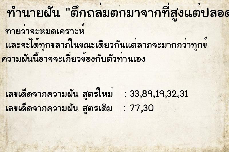 ทำนายฝันตึกถล่มตกมาจากที่สูงแต่ปลอดภัยไม่เป็นไร ทำนายฝันทำนายฝันตึกถล่มตกมาจากที่สูงแต่ปลอดภัยไม่เป็นไร