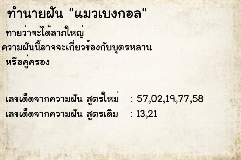 ทำนายฝันทำนายฝันแมวเบงกอล