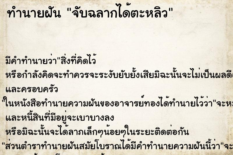 ทำนายฝัน จับฉลากได้ตะหลิว ทำนายฝัน จับฉลากได้ตะหลิว