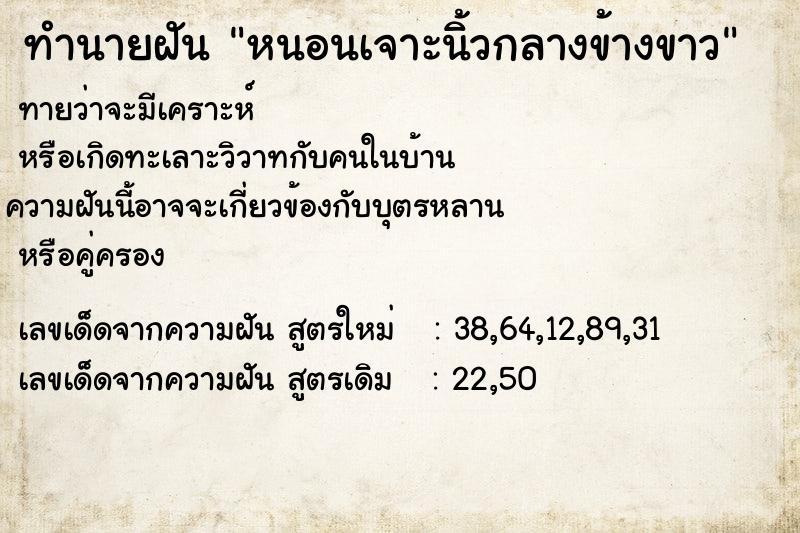 ทำนายฝันหนอนเจาะนิ้วกลางข้างขาว ทำนายฝันทำนายฝันหนอนเจาะนิ้วกลางข้างขาว