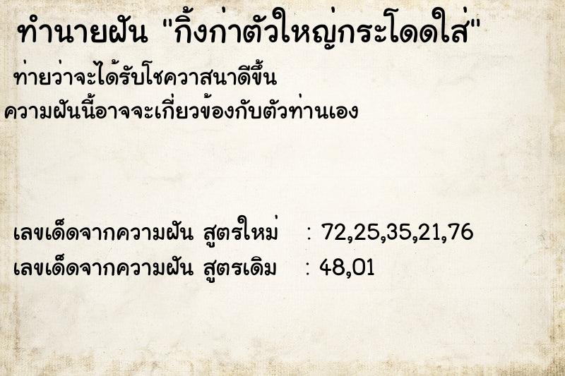 ทำนายฝันทำนายฝันกิ้งก่าตัวใหญ่กระโดดใส่