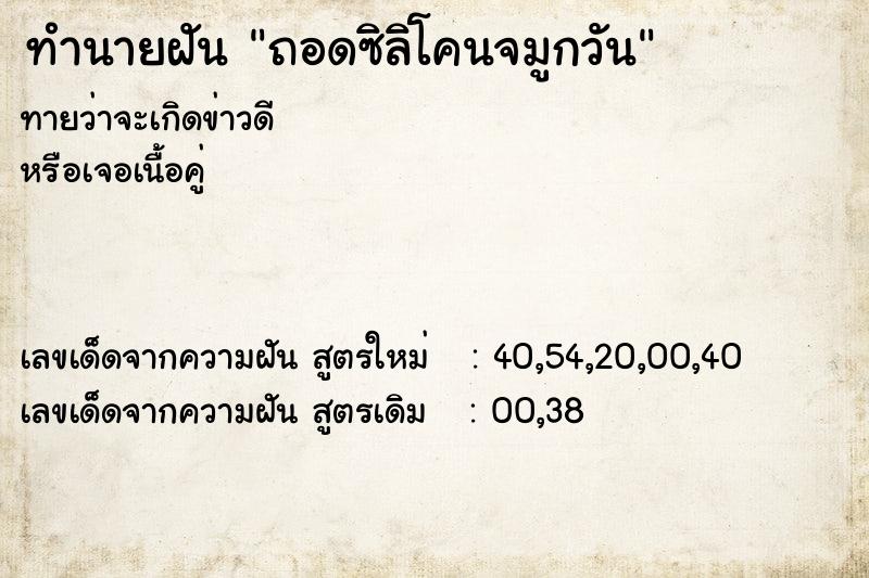 ทำนายฝันทำนายฝันถอดซิลิโคนจมูกวัน