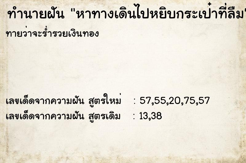 ทำนายฝันหาทางเดินไปหยิบกระเป๋าที่ลืม ทำนายฝันทำนายฝันหาทางเดินไปหยิบกระเป๋าที่ลืม