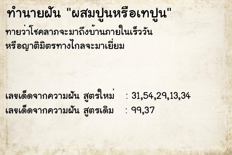 ทำนายฝันผสมปูนหรือเทปูน ทำนายฝันทำนายฝันผสมปูนหรือเทปูน