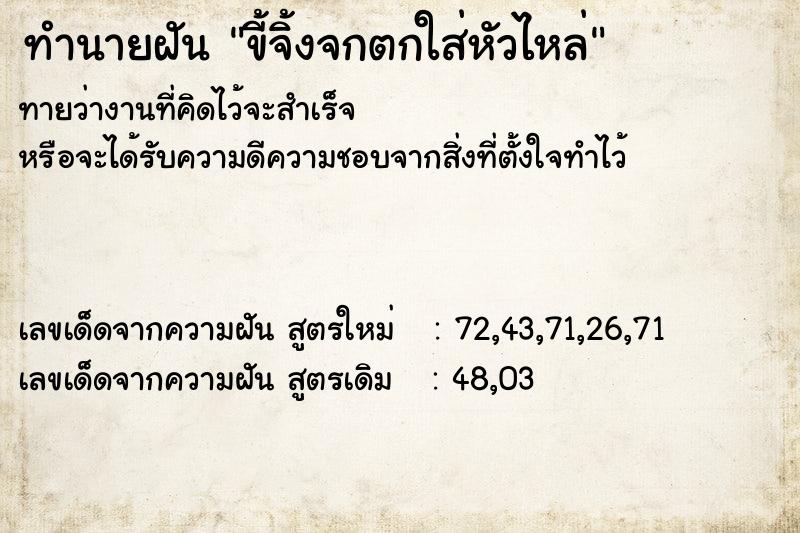 ทำนายฝัน ขี้จิ้งจกตกใส่หัวไหล่ ทำนายฝัน ขี้จิ้งจกตกใส่หัวไหล่