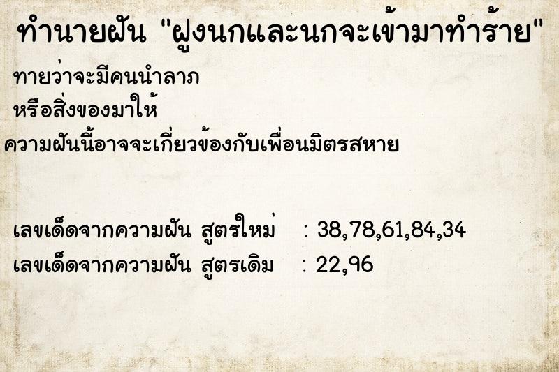 ทำนายฝัน ฝูงนกและนกจะเข้ามาทำร้าย ทำนายฝัน ฝูงนกและนกจะเข้ามาทำร้าย