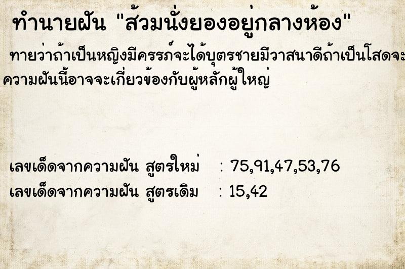 ทำนายฝันส้วมนั่งยองอยู่กลางห้อง ทำนายฝันทำนายฝันส้วมนั่งยองอยู่กลางห้อง