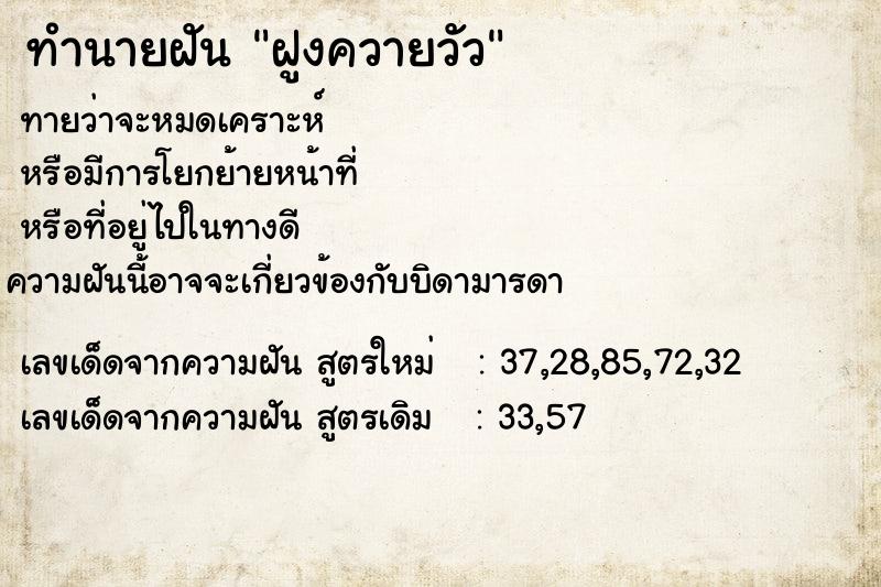 ทำนายฝันฝูงควายวัว ทำนายฝันทำนายฝันฝูงควายวัว